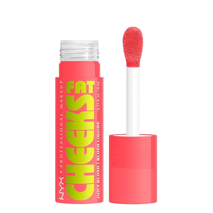 NYX PROFESSIONAL MAKEUP Fat Cheeks Liquid Blush, Buildable, Dewy Blush with Long-Lasting 12HR Wear - Peach Plunge (Bright Peach)