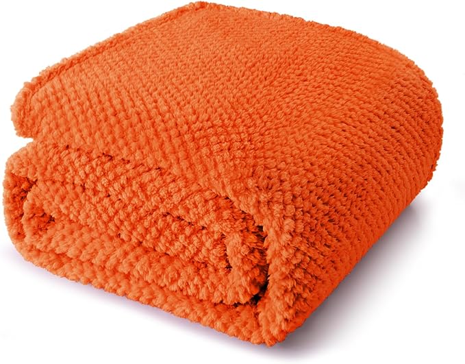 Whale Flotilla Soft Fleece Twin Size Bed Blanket, Burnt Orange | 60x80 Inch, Suitable for Bed, Fluffy Fuzzy Jacquard Blankets for All Season, Lightweight and Cozy