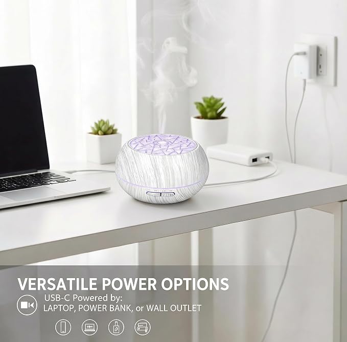 550ml Essential Oil Diffuser, Ultrasonic Aromatherapy Humidifier with Remote,7 LED Colors,Timer Settings,Auto Shut-Off, Cool Mist Diffuser for Home, Bedroom, Office, Spa