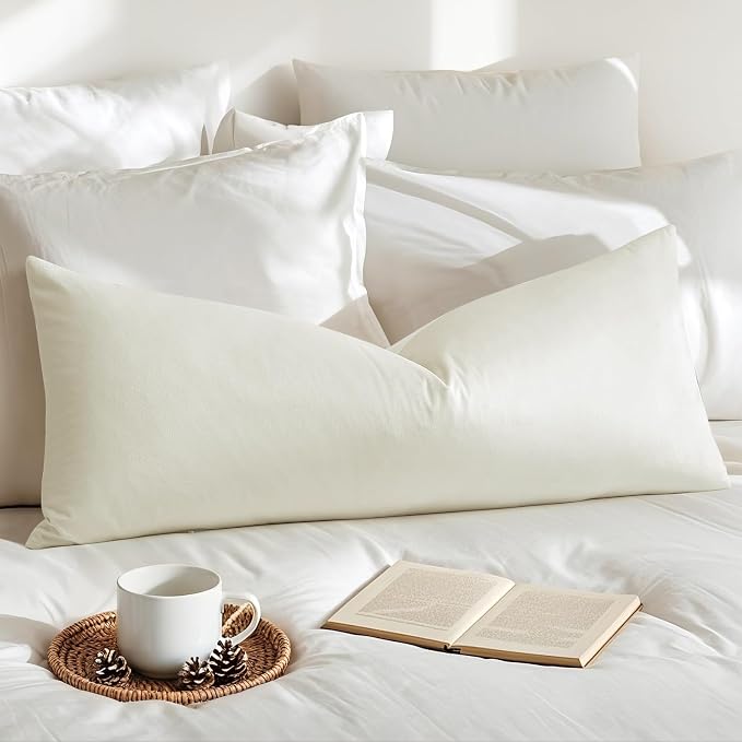 Artscope Luxury Velvet Lumbar Pillow Cover Super Soft Decorative Rectangle Throw Pillow Covers Case Cushion Covers for Sofa Couch Bedroom Car Decor 14x36 Inch Cream White