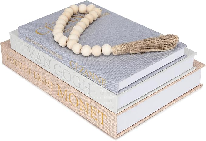 TwoDays Decorative Books for Coffee Table Decor – Faux Book Storage Box Set for Home Shelves, Linen Fabric Storage Boxes, Aesthetic Stacked Book Decoration for Living Room (Set of 3)