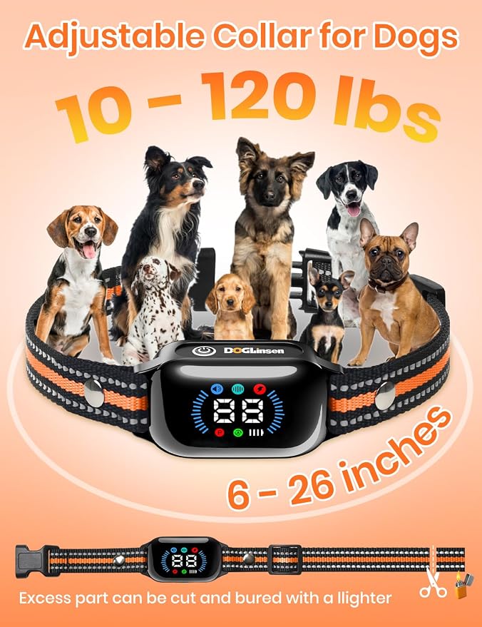 Smart 2-in-1 Dog Shock and Bark Collar - AI Anti-Misoperation | 3300FT Remote Training Collar, IPX7 Waterproof, 4 Modes (Tone, Vibration, Safe Shock, Auto Anti-Bark) for Dogs - Orange