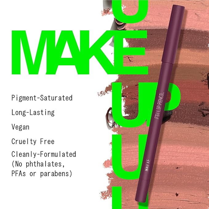 about-face Matte Fix Lip Pencil Lost Time – Long-Wear, Creamy Matte Lip Liner with Hyaluronic Acid & Vitamins C & E – Vegan, Cruelty-Free, Clean Beauty – 0.042 oz (Red Wine)