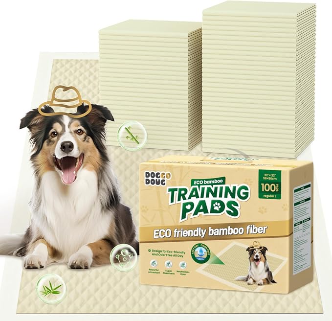 Bamboo Small Puppy Pads Pee Pads for Dogs 22"x22" 100 Count | Bamboo Training Pads Deodorizing Leakproof Quick Drying Dog Pee Pads Super Absorbent Disposable Pee Pads for Dogs Puppies