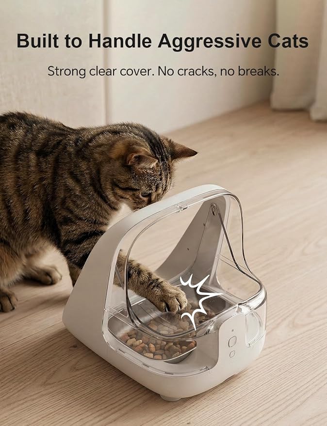 Microchip Pet Feeder - Rechargeable Selective-Automatic Cat Feeder with RFID & Microchip Recognition - Stainless Steel Bowl - Prevents Food Stealing in Multi-Cat Homes - for Wet and Dry Food