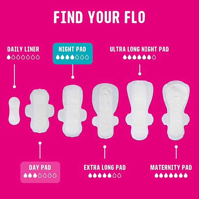 Flo - Day + Night Menstrual Pads (10 Day + 5 Night) - Organic Bamboo Period Pads for Women - Winged + Ultra Thin - Absorbent, Soft & Breathable - Plant Based - Vegan & Cruelty Free