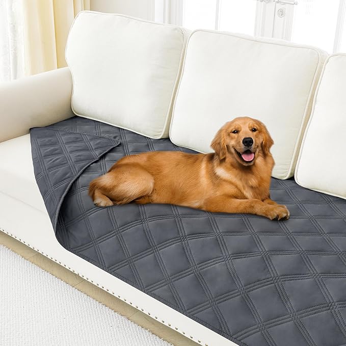 Smiry Waterproof Dog Bed Cover, Reversible Pet Blanket for Sofa Couch | Soft Washable Dog Blanket, Leakproof Couch Cover for Dogs Cats & Furniture Protection, 40x80, Dark Grey/Dark Grey