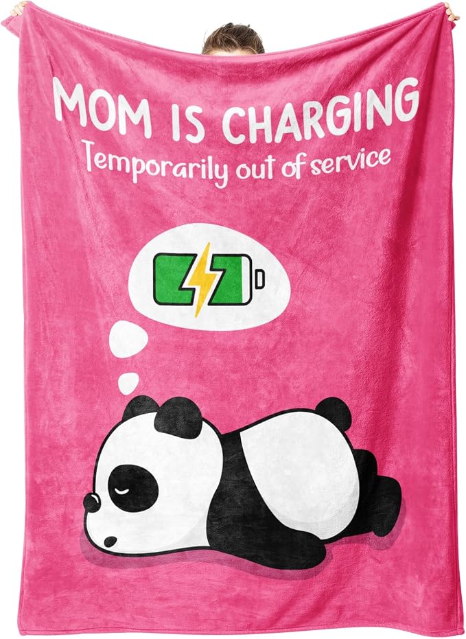 Craftique Mom Birthday Gifts, Funny Gifts for Mom- Mom's Charging Blanket | Mom Gifts for Women from Daughter Son Husband, Super Soft Blanket Throw for Napping Travel, 60”×50”