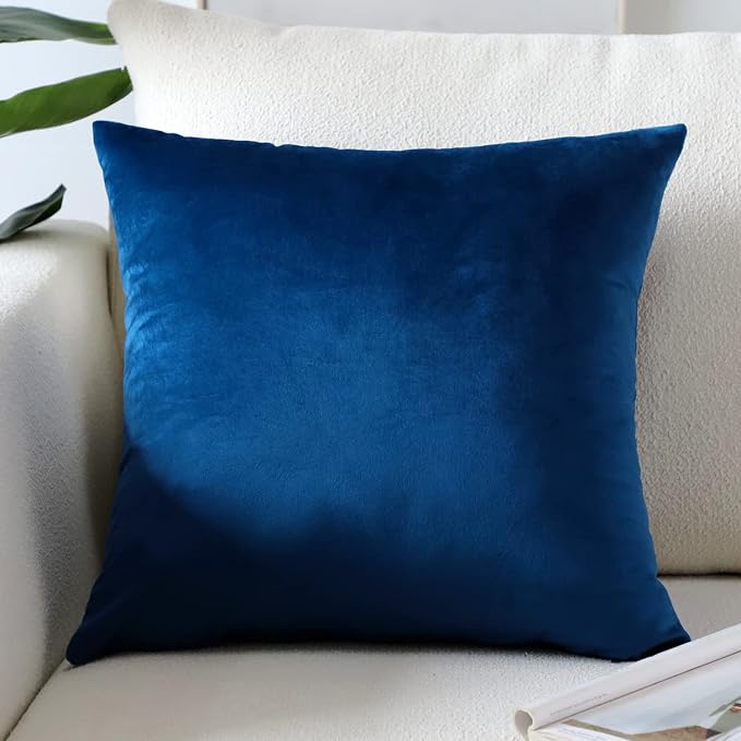 Artscope Luxury Velvet Pillow Covers Super Soft Decorative Square Throw Pillow Covers Case Cushion Covers for Sofa Couch Bedroom Car Decor 26x26 Inch Navy Blue