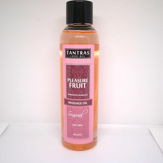 Tantras Love Relaxing Massage Oil with Pheromones Sensual Pleasure Fruits Soft Skin - Edible Body Massage Oil - Calming, No Stain Non-Sticky Aromatherapy for Date Night 150ml (Pleasure Fruits)