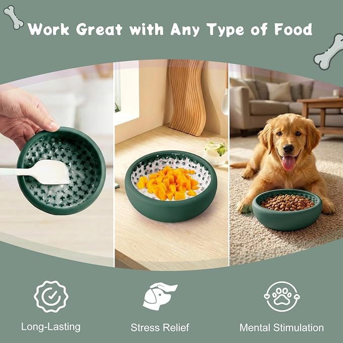 Dog Lick Bowl, Anxiety Relief Slow Feeder Lick Bowls for Dogs(Green, Small)