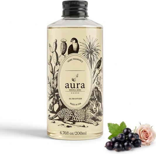 Aura Cassis | Wild Rose & Cassis Berry Fragrance Oil for Diffusers | Inspired by Dipty. que L'Ombre Dans l'Eau | Floral Fruity Scent | Aromatherapy | Home & Bedroom | 6.7 fl oz (200ml) | Long Lasting