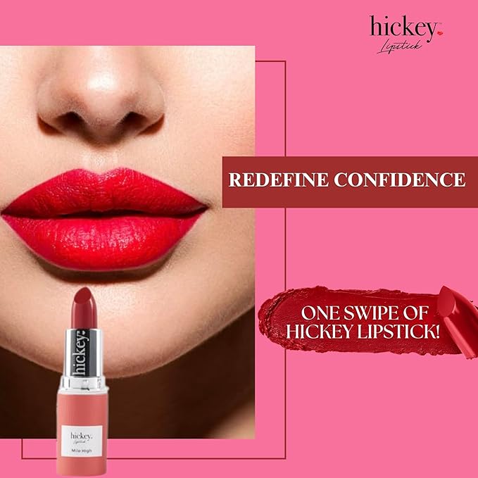 Hickey Lipstick Mile High Organic Perfect Red Lipstick & Hot Pink (Pack of 2) - Long Lasting Lipstick for Women - Hydrating & Moisturizing, Best Lip Color for Women, Gluten-Free & Vegan, 2 Shades