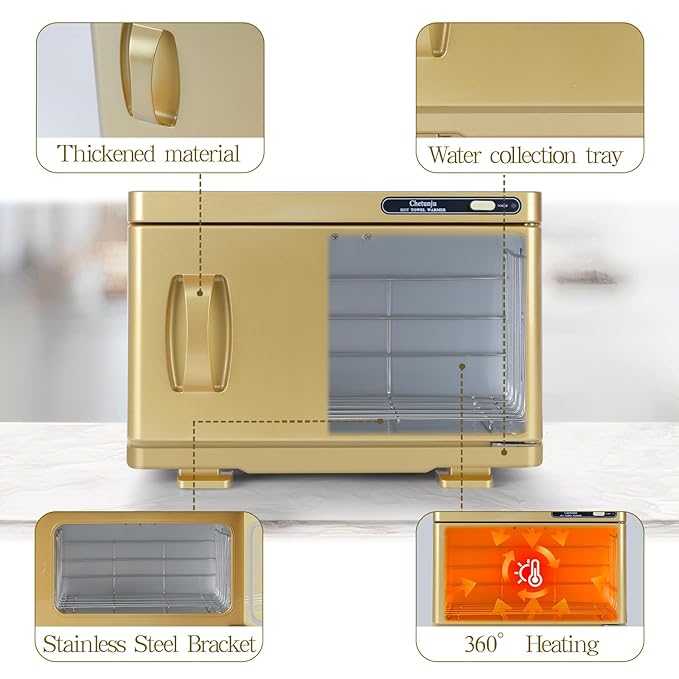 Towel Warmer,Towel Steamer for Facial, Professional Spa Hot Towel Warmer 8L, Towel Warmer Cabinet, Towel Cabinet for Facial Caddy for Salon,Spa, Massage Use(Gold)