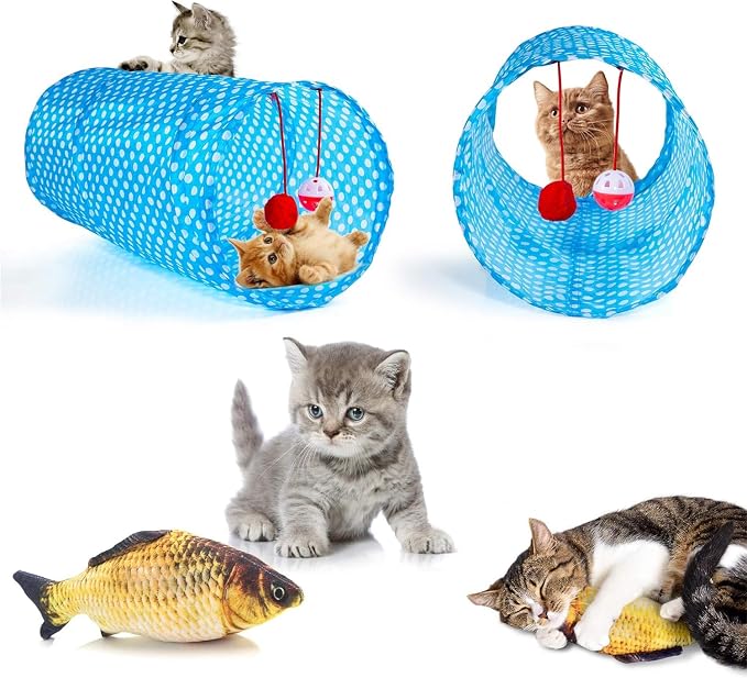 AILUKI 35PCS Cat Toys Variety Pack for Indoor Cats, Kitten Toys Cat Tunnel