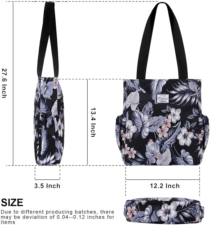 KAMO Floral Tote Bag - Waterproof Lightweight Handbags Travel Shoulder Bag for Hiking Yoga Gym Swimming Travel Beach