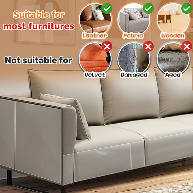 Acostop 16 Pack 17"x11.8" Cat Scratch Furniture Protector for Leather Couch | Easy to Remove Anti-Scratch Couch Protector from Cat, No Pins