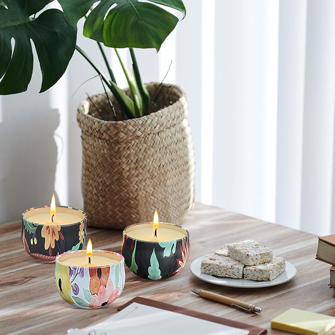 48 Packs Scented Candles Gift Set, Fragrances Candle for Women, 2.5 OZ Portable Jar Candle for for Spa, Yoga, Bath, Aromatherapy, Stress Relief, Floral Pattern