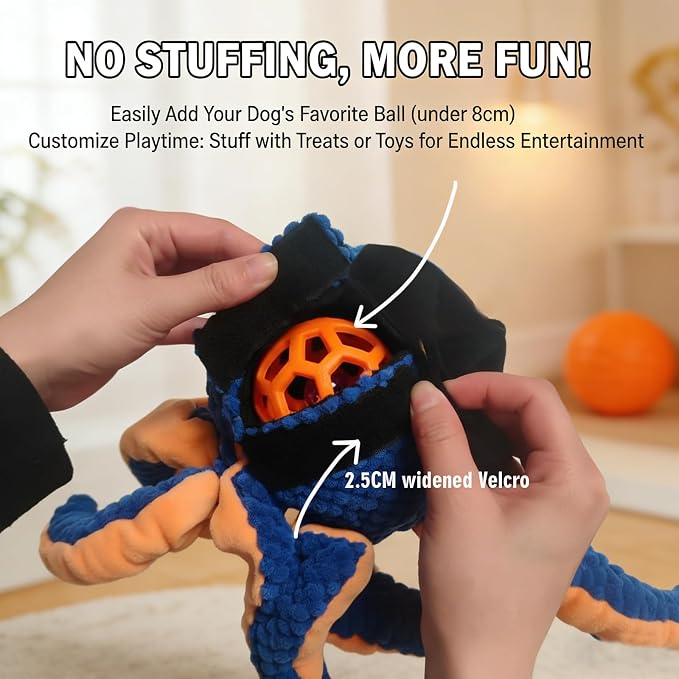 Pet Toys for Dogs Interactive Octopus Dog Toy to Keep Them Busy - Replacement Shells and 2 Bell Silent Balls - Durable Enrichment for Medium Large Dogs (2)