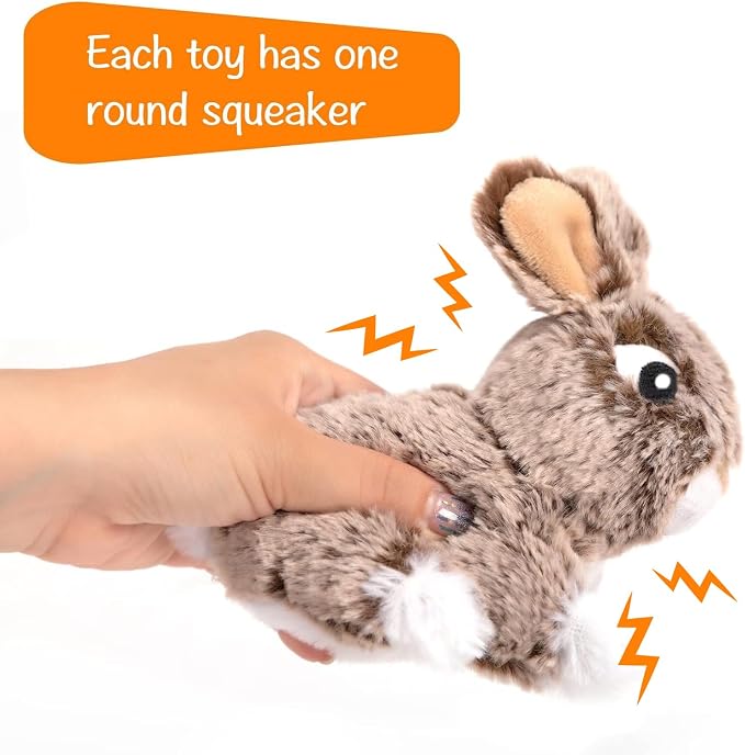 Hollypet Squeaky Hide and Seek Dog Toys for Small and Medium Dogs, Rabbit