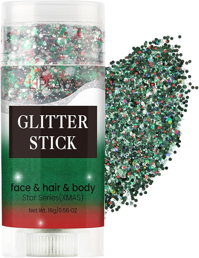 Body Glitter Stick, Face Glitter Body Gel Sequins, Mermaid Glitter Stick Shine Hair Eyeshadow Face Body Glitter Concerts Music Festivals Christmas Halloween Party Looks Sparkle Shimmer Makeup (Green)