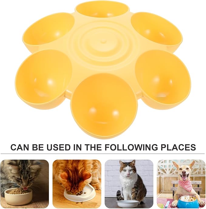 Hemobllo Flower Shape Pet Feeding Bowl 14.17 X 14.17 X 3.54 in Plastic Cat Feeder Multiple Cat Food Bowl Dog Treats Dispenser Food and Water Dish for Easy Feeding and Cleaning