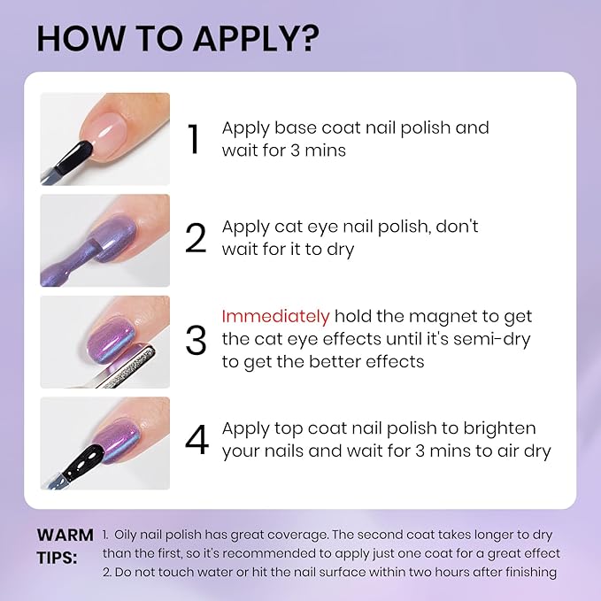 Mermaid Pearl Cat Eye Nail Polish Quick Dry, Magnetic Nail Polish Non Gel with Magnet Cateye Fingernail Lacquer Air Fast Drying Manicure Gift For Women Girls 16ml/0.54 oz