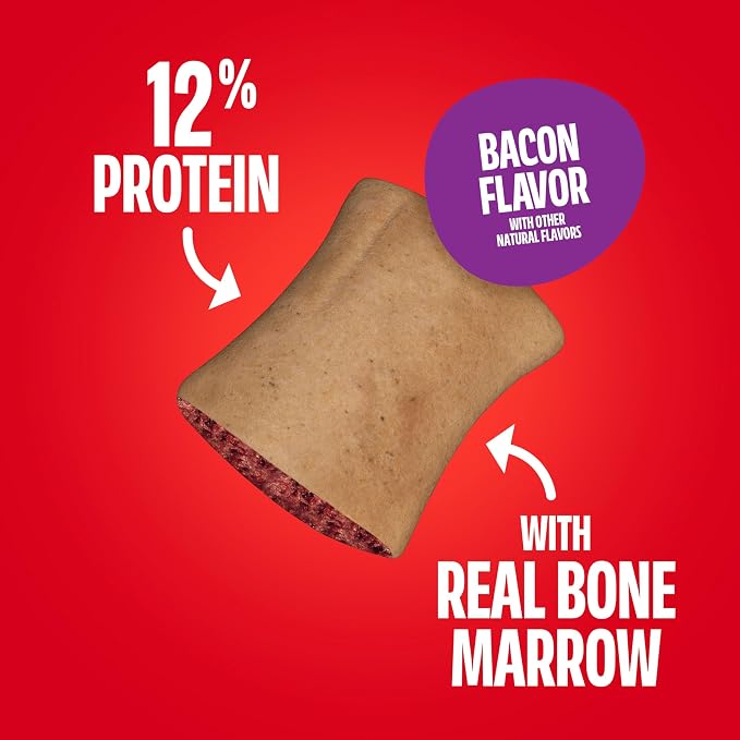 Milk-Bone MaroSnacks Bacon Flavor Small Dog Treats With Bone Marrow, 40 Ounces (Pack of 2) (Packaging Design May Vary) | 40-oz. canisters, Made with real bone marrow, Dog treats with 12% protein
