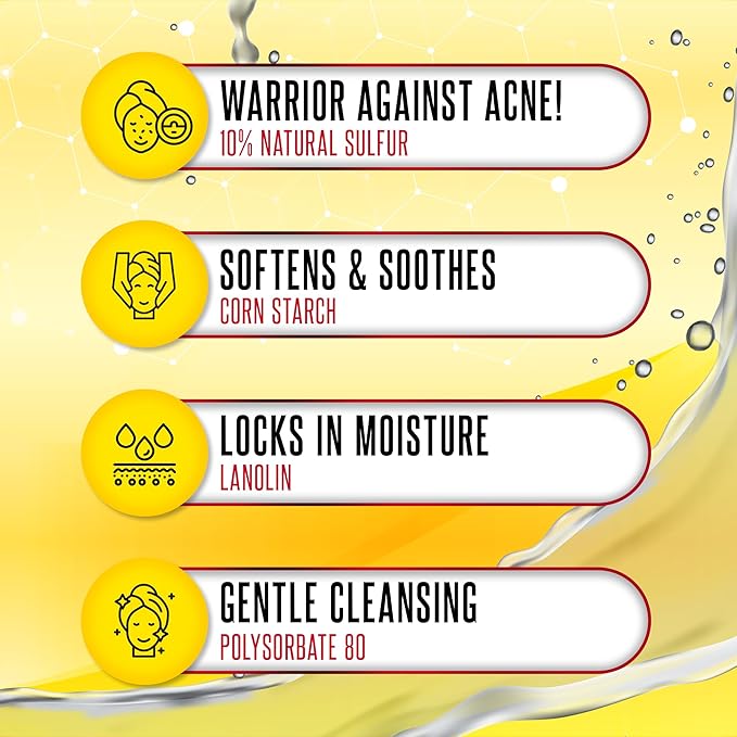 Biosulfur Grisi Acne Treatment Soap: Deep Cleansing, Acne-Fighting, Reduces Inflammation, Prevents Breakouts, Blackheads, Excess Oil, Sulfur Soap Bar, 4.4 oz, 3-Pack