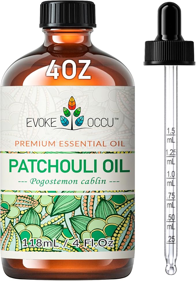 EVOKE OCCU Patchouli Essential Oil for Diffuser Skin Fragrance DIY Candle Soap Making - 4 FL Oz