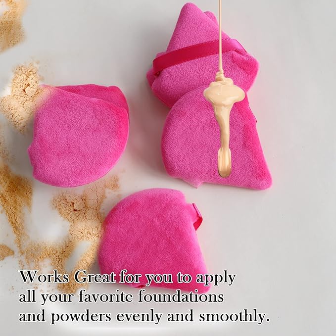 Powder Puffs Daubigny 6 Pieces Powder Puff Face Soft Triangle Makeup Puff for Loose Powder Mineral Powder Body Powder Velour Cosmetic Foundation Blender Sponge Beauty Makeup Tools(Rose Red)