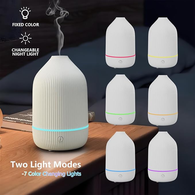 Oil Diffuser,100ML Mini Aromatherapy with USB Cable & Adapter, 7 Colors Lights Mode Waterless Auto Off for Car Home Office Room (USB Power)