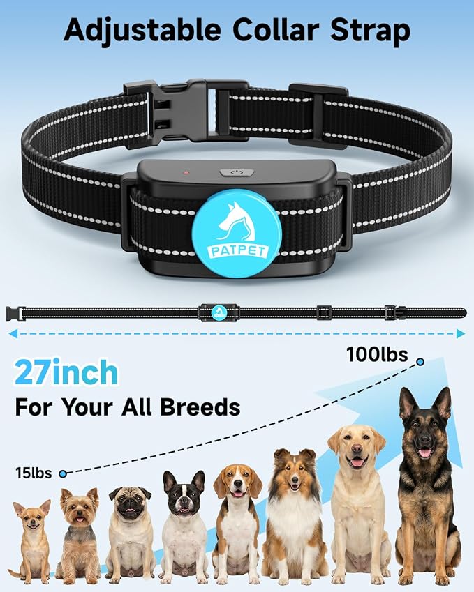 PATPET Dog Training Collar Dog Shock Collar with Remote - 3 Training Modes, Beep, Vibration and Shock, Up to 1000 ft Remote Range, Rainproof for Small Medium Large Dogs | 1000Ft Waterproof Shock Collar for Dogs, 3 Training Modes(Beep,Vibration,Shock) f...