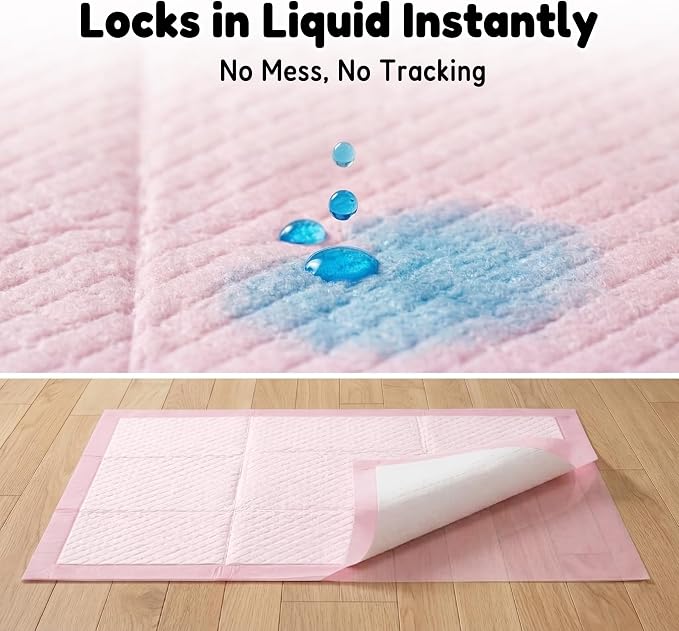 MoMoCo 23x23 Pink Puppy Pads 100ct, 6-Layer Dog Pee Pads for Small Dogs