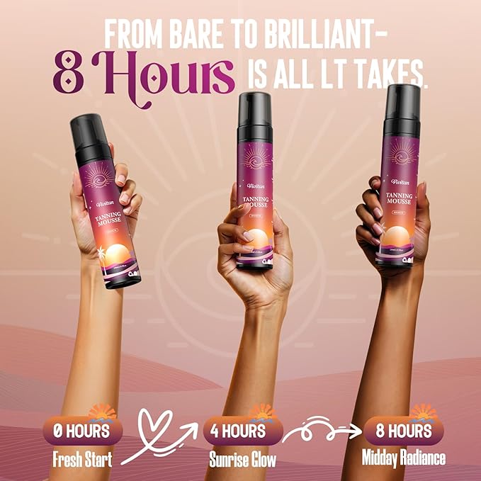 Self Tanner Mousse for Women - Medium Bronze Sunless Tanning Foam with Fake Tan Mitt & Strap, Buildable Natural Glow, Aloe Vera & Coconut, Vegan, Streak-Free, Odorless (8.5 Fl Oz)