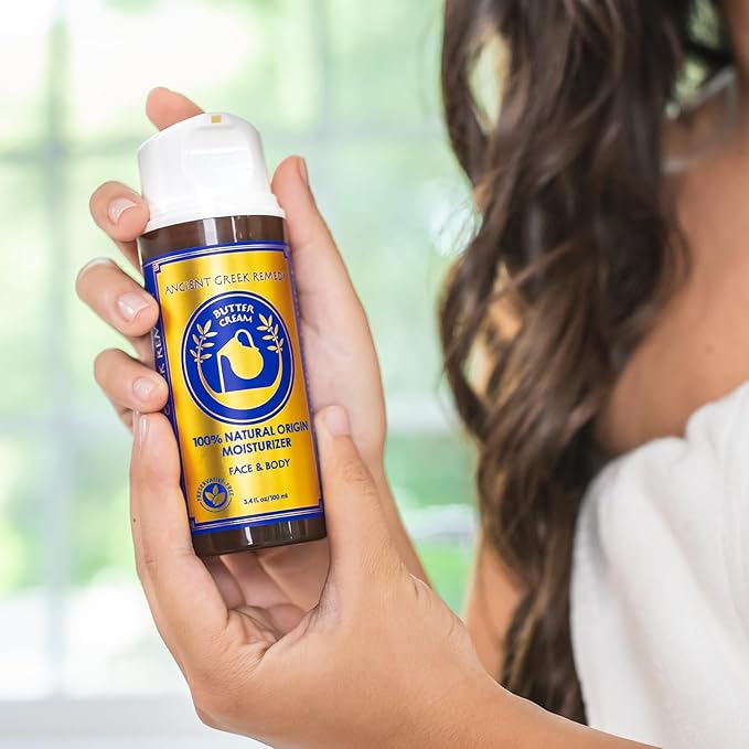 Ancient Greek Remedy Anti Aging Face Moisturizer for Women - Organic Face & Body Butter Cream for Dry Skin with Almond, Jojoba, Olive, Rosehip, Vitamin E & Lavender Oil. Natural Day & Night Cream