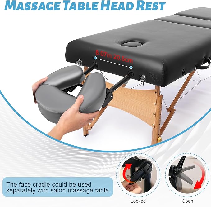 Massage Headrest for Bed, Adjustable Massage Face Cradle at Home, Portable Bed Massage Head Holder, Massage Table Head Rest for Salon Spa, Face Down Pillow After Eye Surgery, Dark Gray