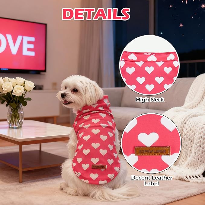 Cat Sweater Warm Fleece Pet Clothes for Cats Only | Soft Cat Vest Puppy Hoodie Coat, Fall Cold Winter Sweatshirt Pullover Clothing also for Small Dogs, Heart L