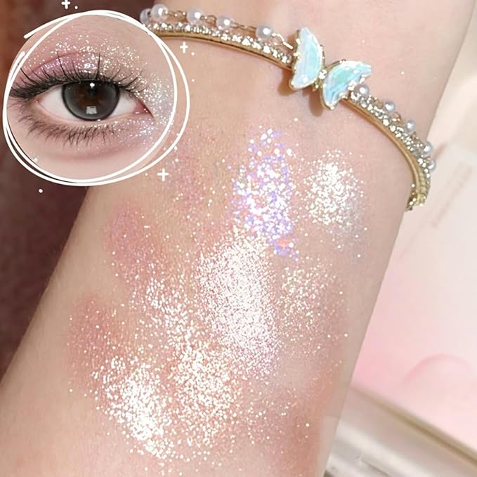 9 Colors Glitter Shimmer Eyeshadow Makeup Palette, Korean Natural Eye Shadow Palettes Highly Pigmented Long Lasting Waterproof Blendable sombras para ojos Pink Golden Brown Women Girls Eye Shadow
