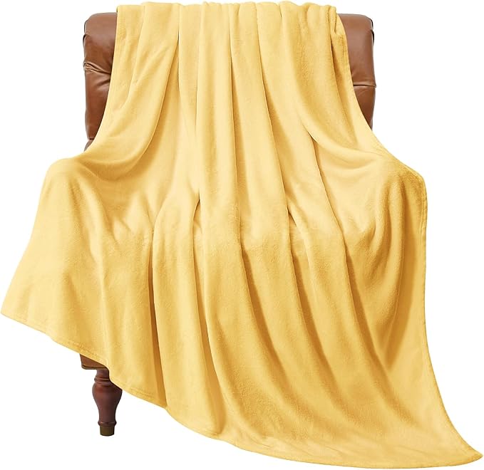 BEDELITE Fleece Blanket Soft Plush Twin Size Blanket Cream Yellow 60"x80" | Ultra Soft Fleece, Plush Microfiber, Lightweight Warmth, All Season Comfort, Fade Resistant, Machine Washable, Couch Sofa Bed