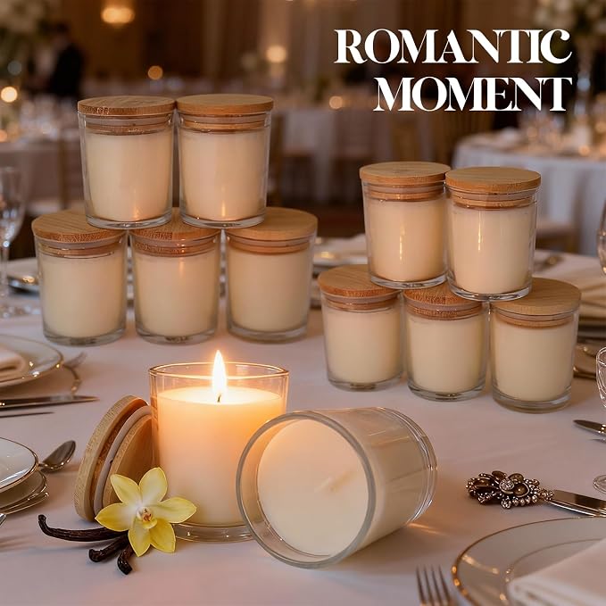 12 PCS 6oz Vanilla Scented Candles Set, Creamy Soy Wax Candles | Warm & Cozy Home Fragrance, Bulk Gift Box for Wedding, Holiday, Party Favors and Decor