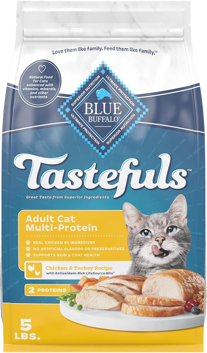 Blue Buffalo Tastefuls Chicken & Turkey Multi-Protein Dry Cat Food, 5 lb | Two Premium Proteins, Finest Natural Ingredients