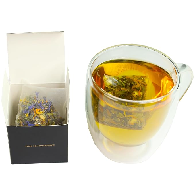 Pure And Easy Tea, Ascent Premium Tea Flight Sampler, 15-Count Whole-Leaf Variety of Naturally Caffeinated Blends, Designed for Focus & Clean Energy, BPA-Free Pyramid Tea Bags, Gift Box (52.5g)