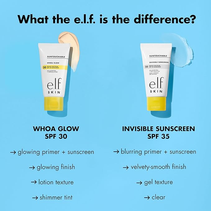 e.l.f. SKIN Suntouchable Invisible SPF 35 Mini, Lightweight, Gel-based Sunscreen For A Smooth Complexion, Doubles As A Makeup Primer, Vegan & Cruelty-Free (Pack of 2)