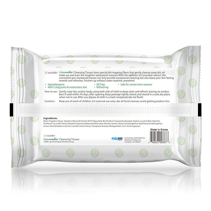 Epielle Makeup Remover Wipes, Remove Waterproof Mascara, Gentle Daily Facial Cleanser Towelettes with Collagen, Cucumber & Argan Oil, Stocking Stuffers, 60 Count (Pack of 4)