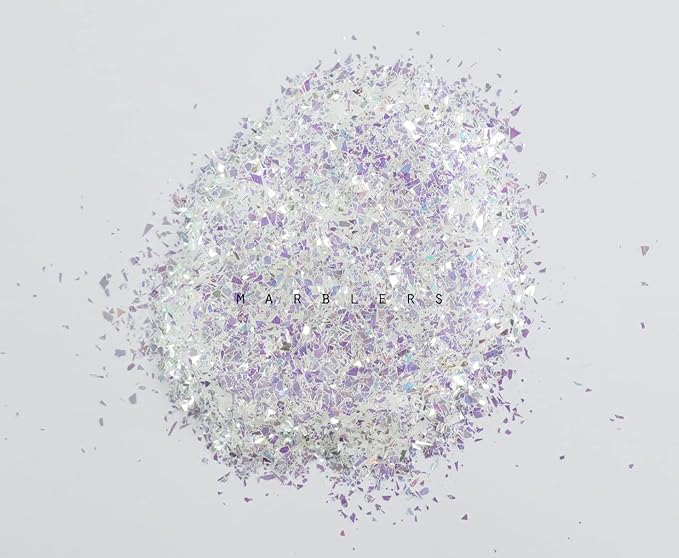 MARBLERS Holographic Face & Body Glitter [Crushed Mirror] 0.11oz (3g) | Chunky | Chopped | Flake | Non-Toxic | Vegan | Cruelty-Free | Festival, Rave & Party Makeup | Eye, Hair, Nail Polish, Eyeshadow