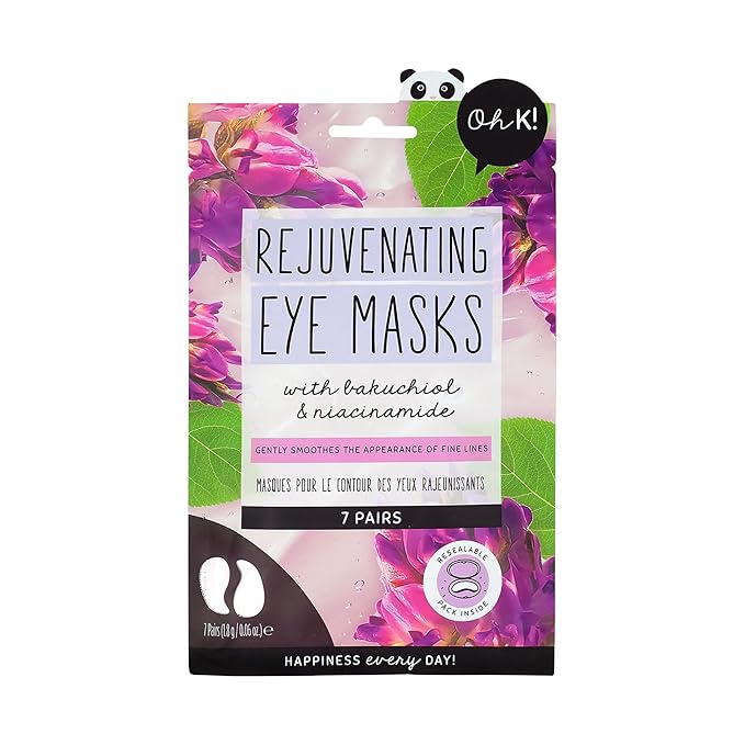 Oh K! Eye Mask - Rejuvenating - Hydrating Under Eye Patches - Depuffing Undereye Patches with Niacinamide - Hydrogel Mask for Dark Circles - 7 Pairs (Pack of 2)