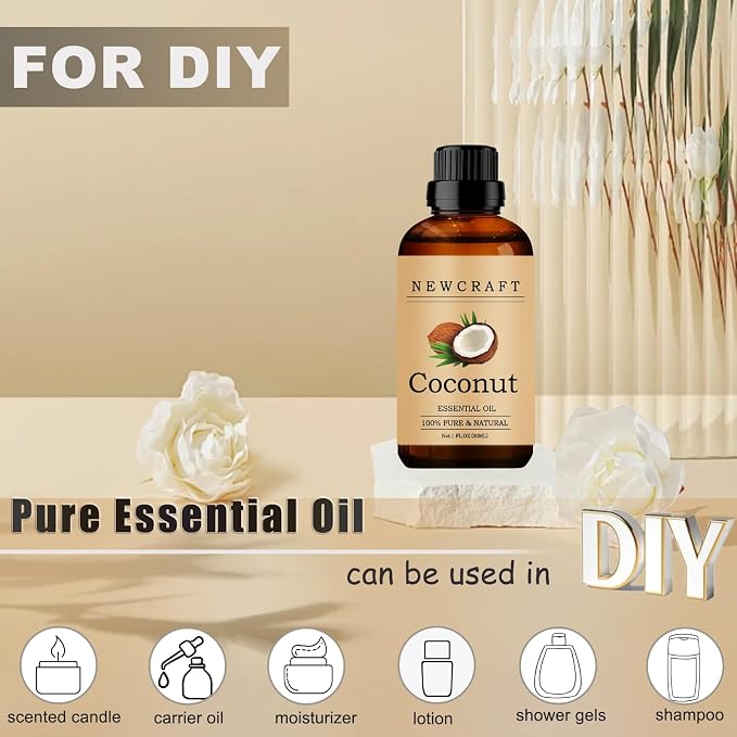 Coconut Essential Oils, 100% Pure and Natural Essential Oil for Aromatherapy Diffuser - Coconut/1 Fl Oz