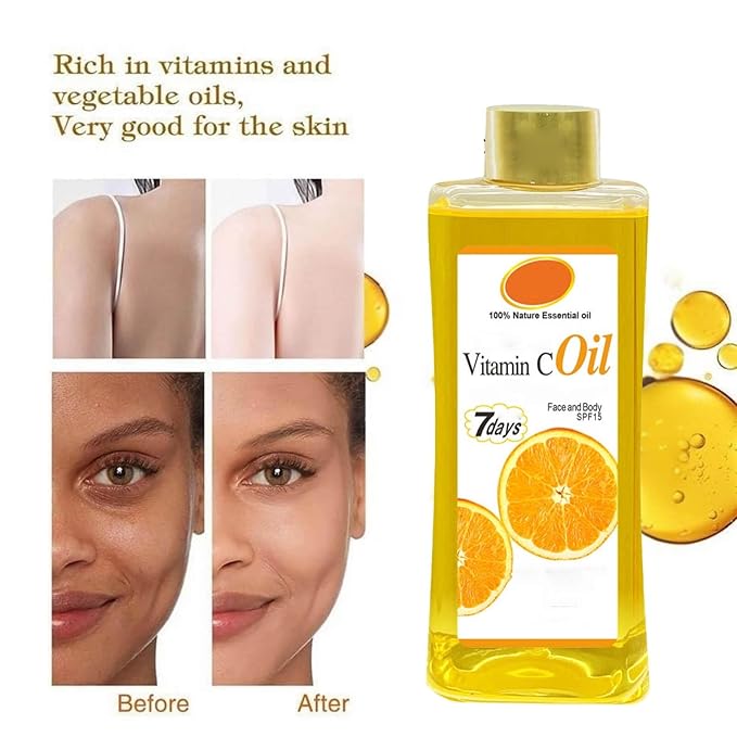 1000ml Vitamin C Oil for Skin Brightening - Organic Vitamin C Oil for Face & Body - Soft 7 Body Oil, Moisturizing