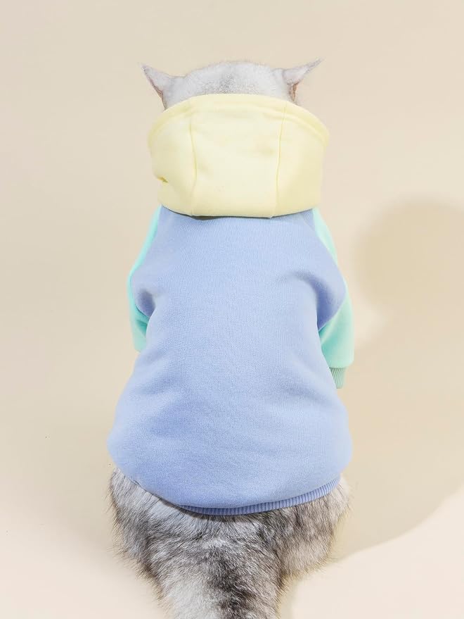 Basic Dog Hoodie Sweatshirt Puppy Sweater Warm Cat Costumes Pet Clothes for Chihuahua Puppy Kitten Small Medium Dogs Yellow and Blue X-Large